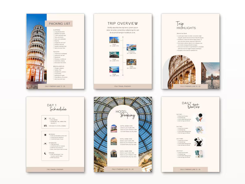 Travel Itinerary Template + 5 Free Tools – Editable Planner & Guides with Resale Rights